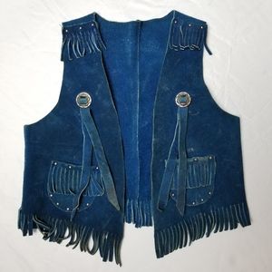 Vintage Blue Suede Vest